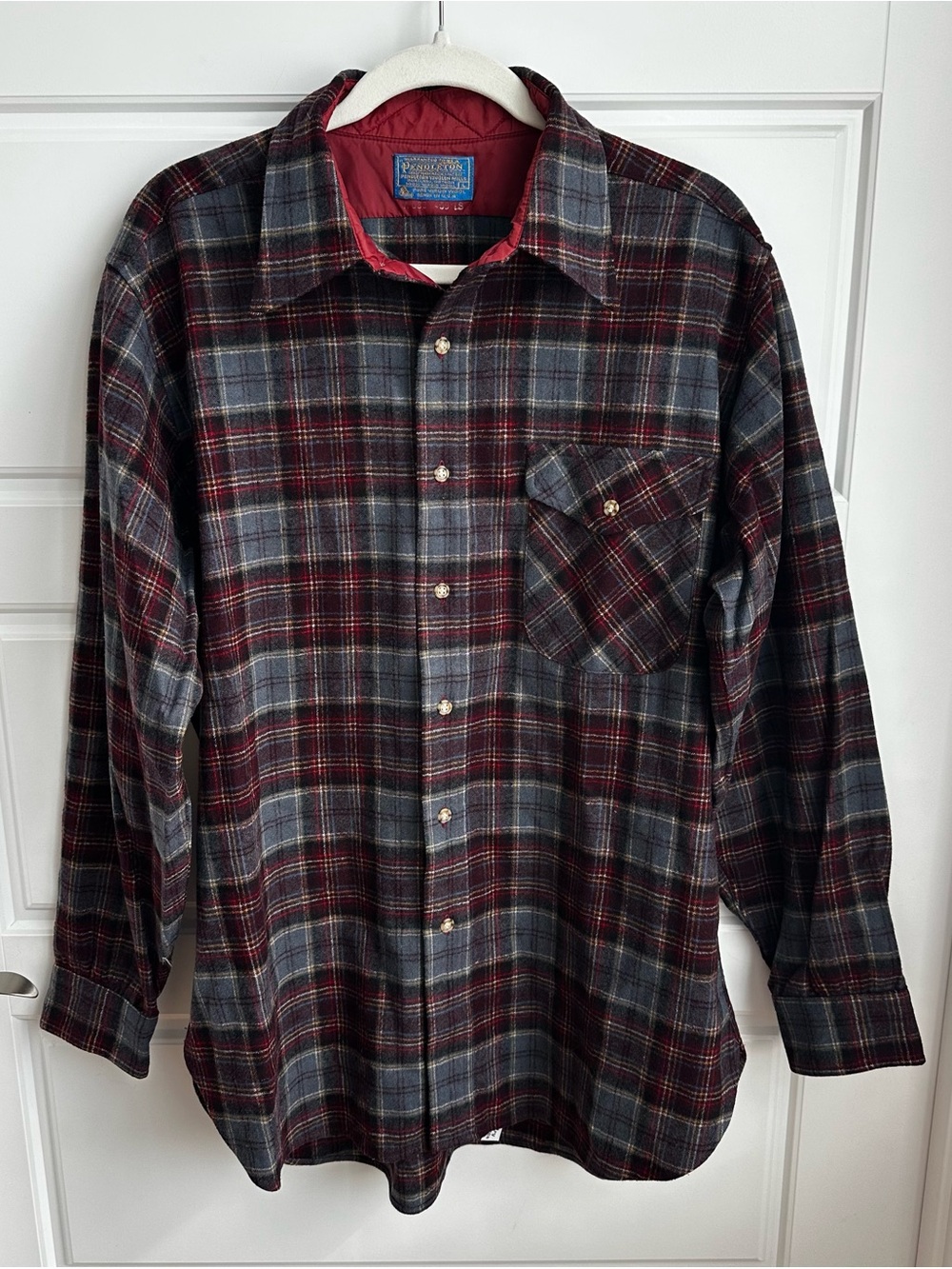 Vintage Pendleton 100% Virgin Wool Flannel W/ Elbow Patches Size Large